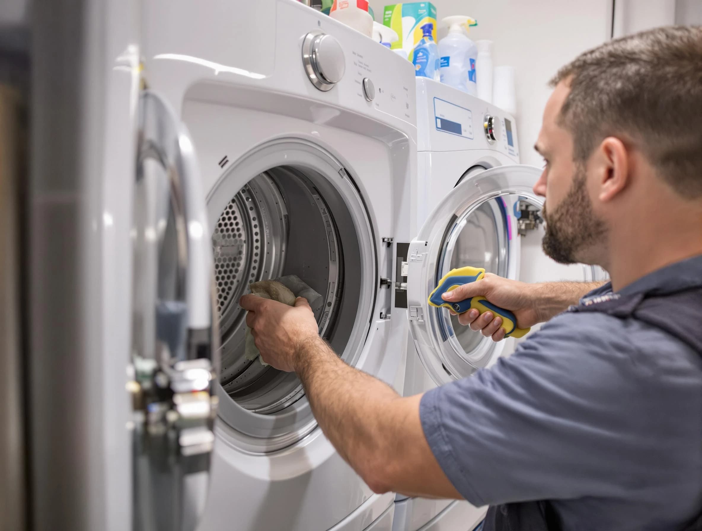 El Mirage Dryer Vent Cleaning specialist removing lint buildup from a dryer lint trap system in El Mirage