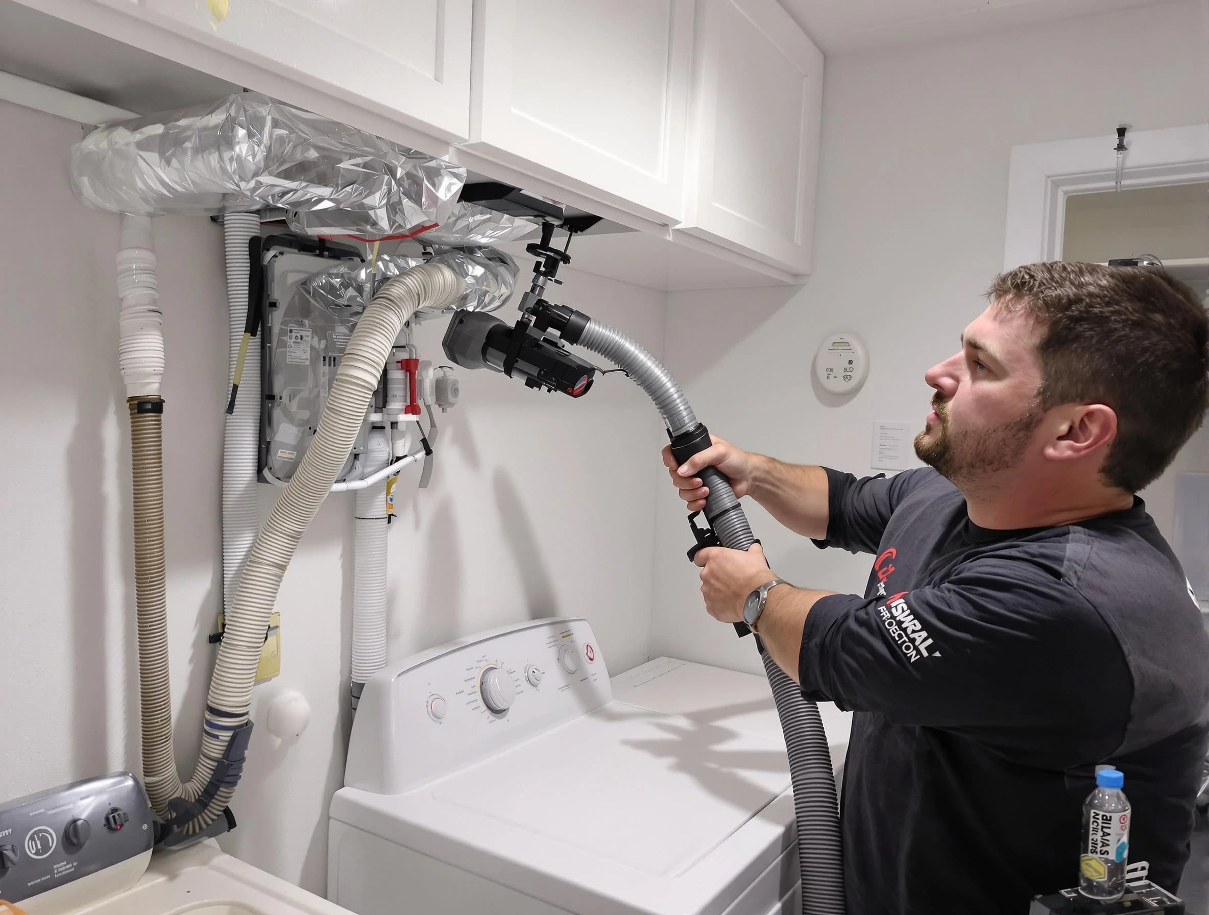 El Mirage Dryer Vent Cleaning certified technician performing safety-focused gas dryer vent cleaning in El Mirage